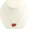 Wisconsin Rhinestone Crystal Logo Necklace