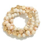 Cream Beaded 4 Stack Bracelets