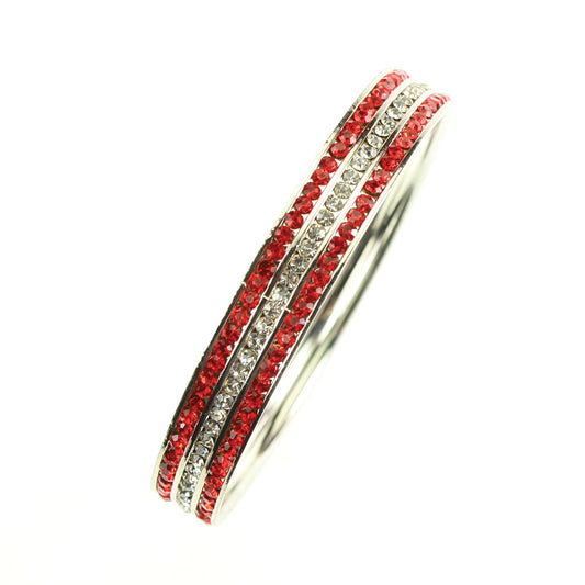 Red & Clear Rhinestone Crystal Bangle Bracelet