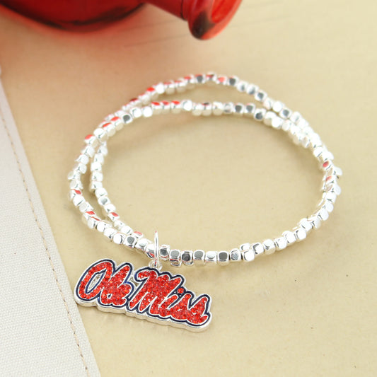 Ole Miss Crystal Logo Stretch Bracelet