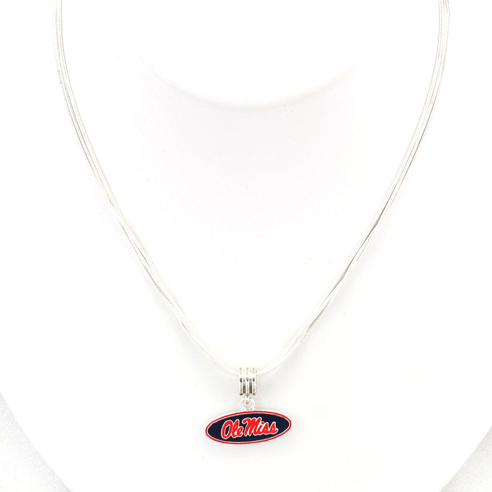 Ole Miss Enamel Logo Necklace