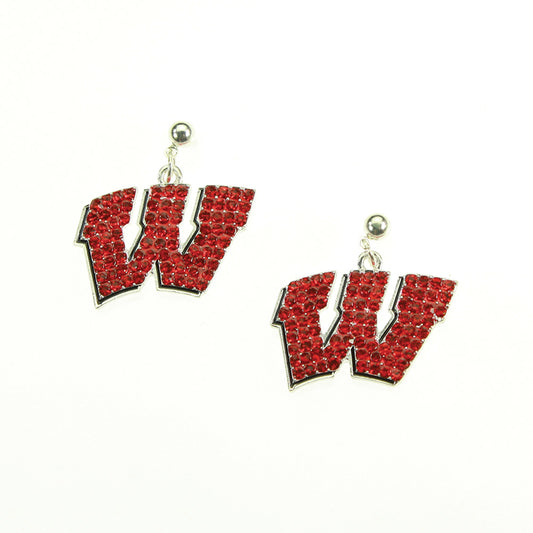 Wisconsin Crystal Logo Earrings