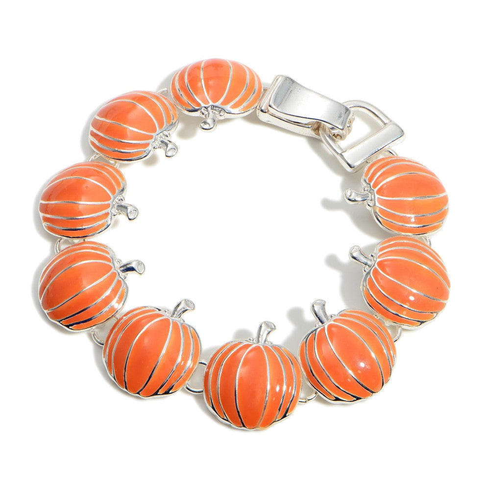 Enamel Pumpkin Charm Bracelet