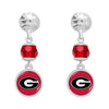 Georgia Hammered Silver & Beaded Drop Earrings - Fan Sparkle