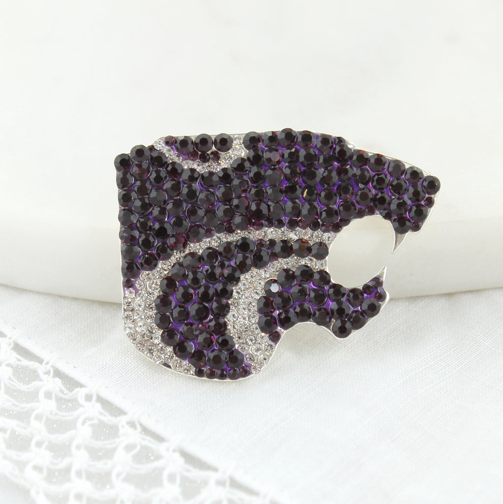 Kansas State Rhinestone Crystal Pin - Fan Sparkle