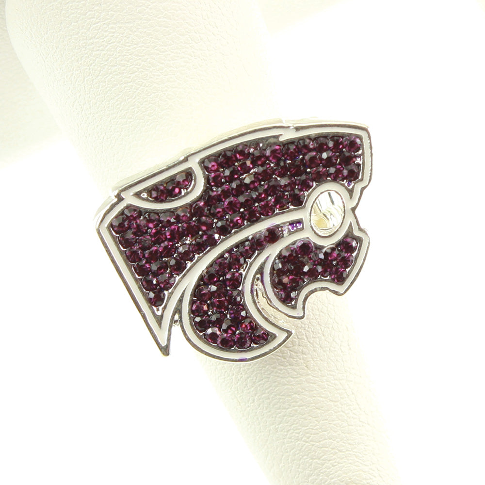 Kansas State Rhinestone Crystal Stretch Ring