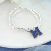 Memphis Enamel & Rhinestone Logo Stretch Bracelet