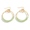 Mint Beaded Hoop Drop Earrings - Fan Sparkle