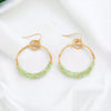 Mint Beaded Hoop Drop Earrings - Fan Sparkle