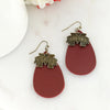 Mississippi State Antique logo Leatherette Earrings - Fan Sparkle