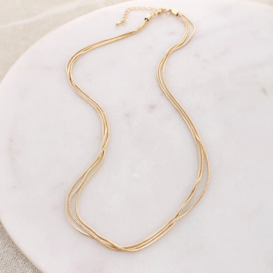 18" Gold Tone 3-Strand Chain Necklace