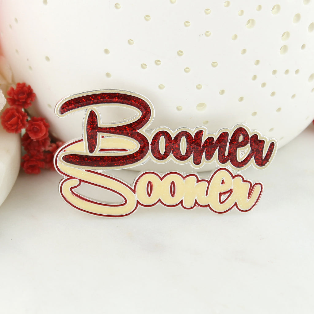 Oklahoma "Boomer Sooner" Slogan Pin - Fan Sparkle