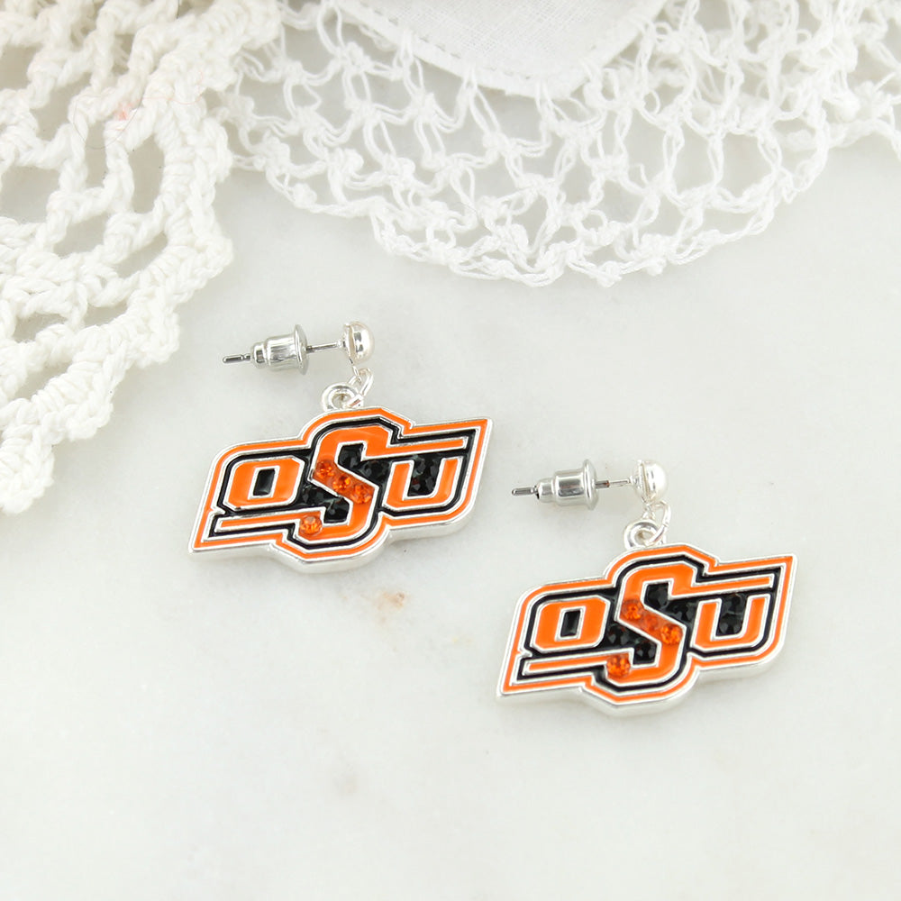 Oklahoma State Enamel Logo Earrings - Fan Sparkle