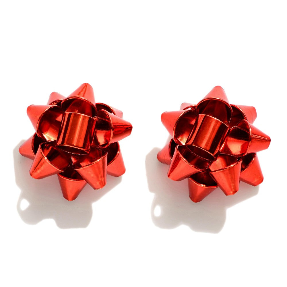 Red Christmas Bow Earrings