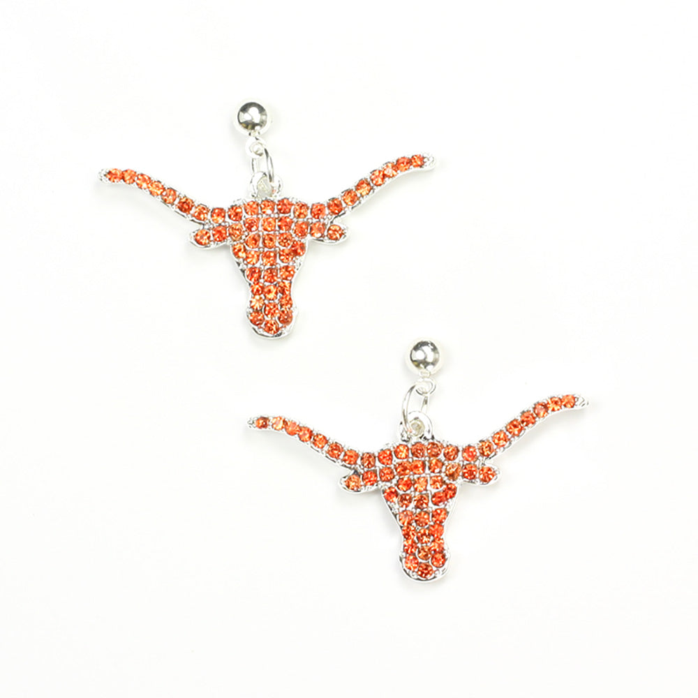 Texas Crystal Logo Earrings - Fan Sparkle