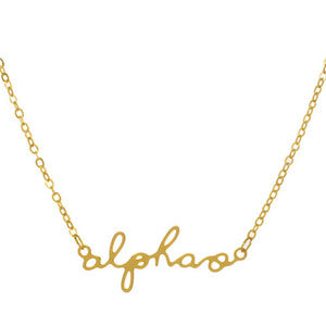 Alpha Omicron Pi Script Necklace - Fan Sparkle