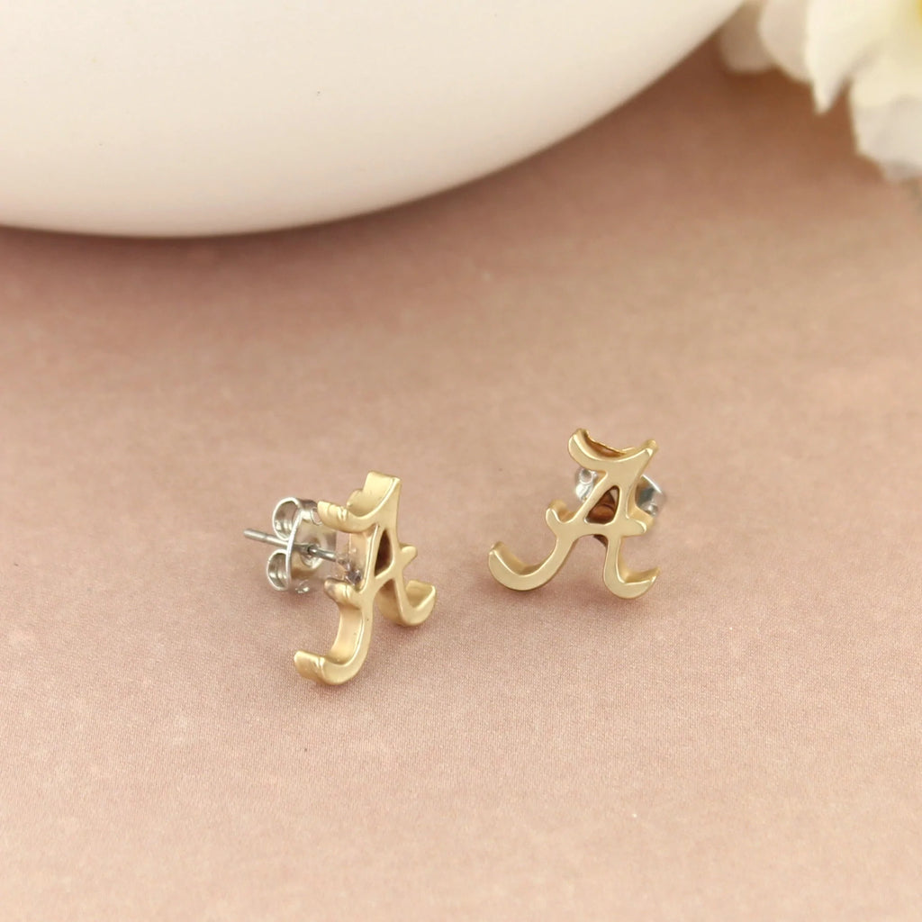 Alabama Gold Plated Logo Stud Earrings - Fan Sparkle