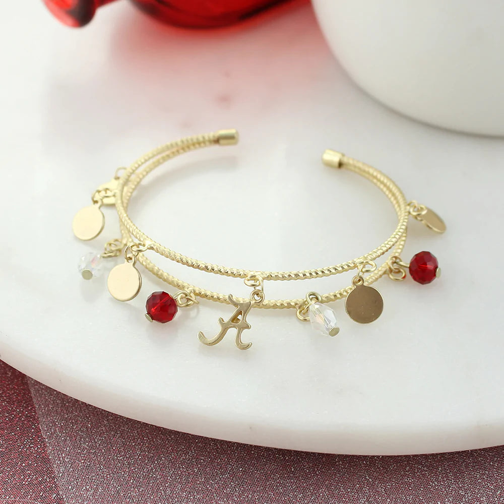 Alabama Logo Gold Cuff Bracelet - Fan Sparkle