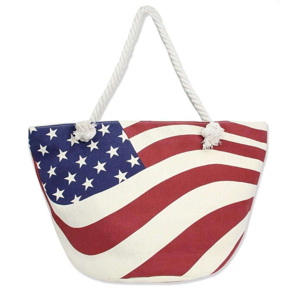 American Flag Canvas Tote - Fan Sparkle