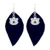 Auburn Feather Logo Earrings (Navy) - Fan Sparkle