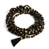 Black Heishi Beaded Stretch Bracelet with Tassel - Fan Sparkle