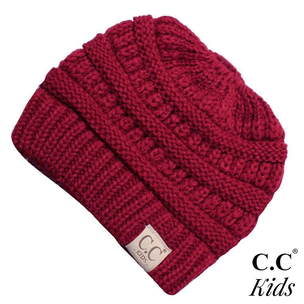 C.C Kids Messy Bun Beanie - Red - Fan Sparkle