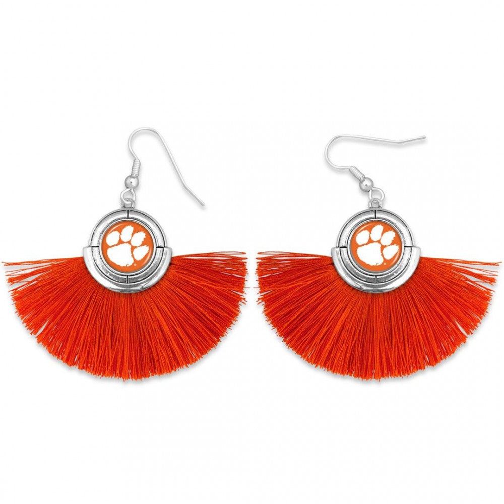 Clemson Tassel Fan Earrings - Fan Sparkle