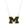 Michigan Rhinestone Crystal Logo Necklace - Fan Sparkle