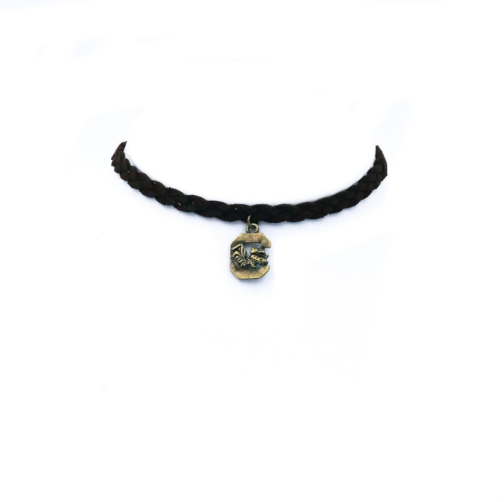 South Carolina Braided Suede Choker - Fan Sparkle