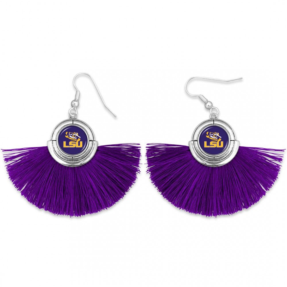 LSU Tassel Fan Earrings - Fan Sparkle