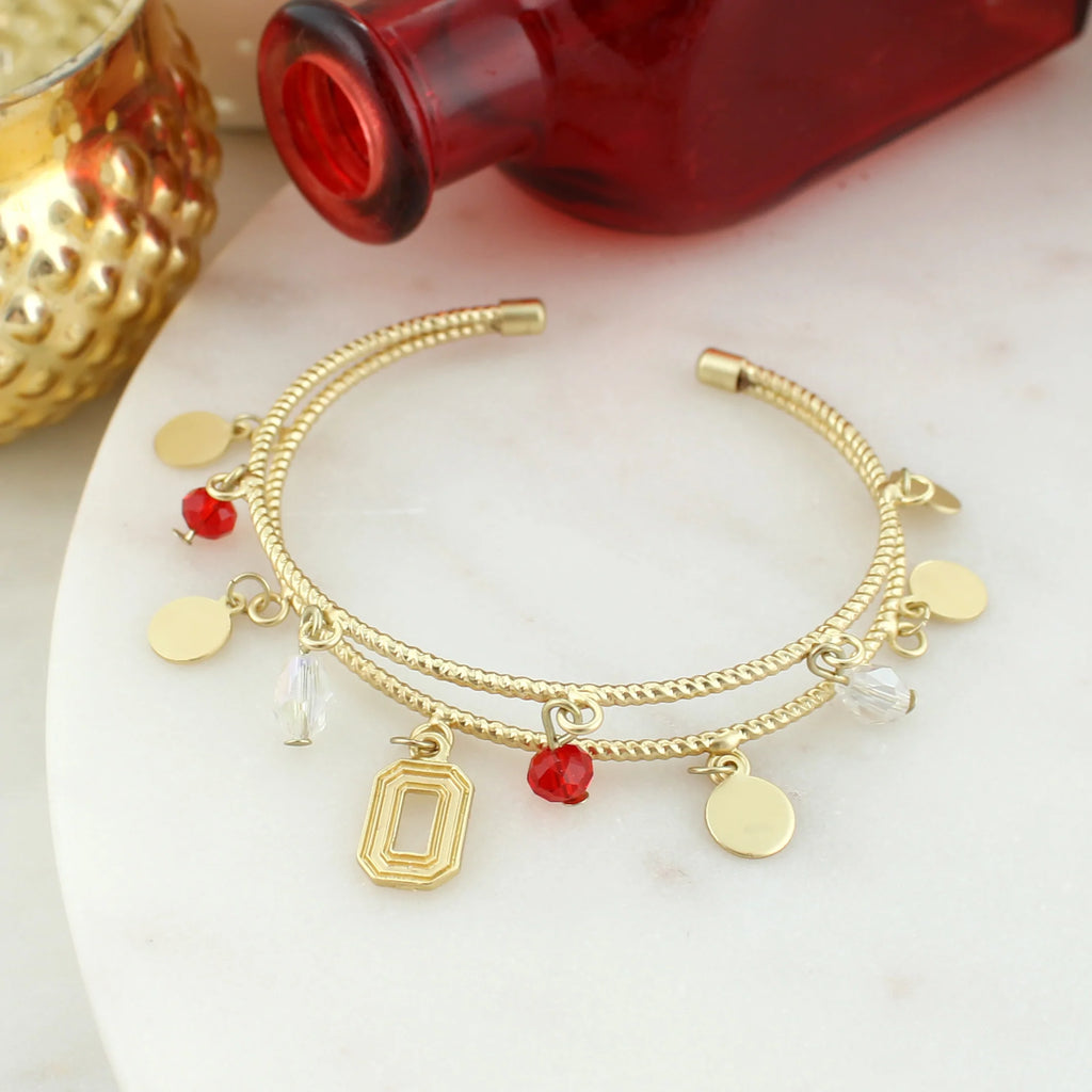 Ohio State Logo Gold Cuff Bracelet - Fan Sparkle