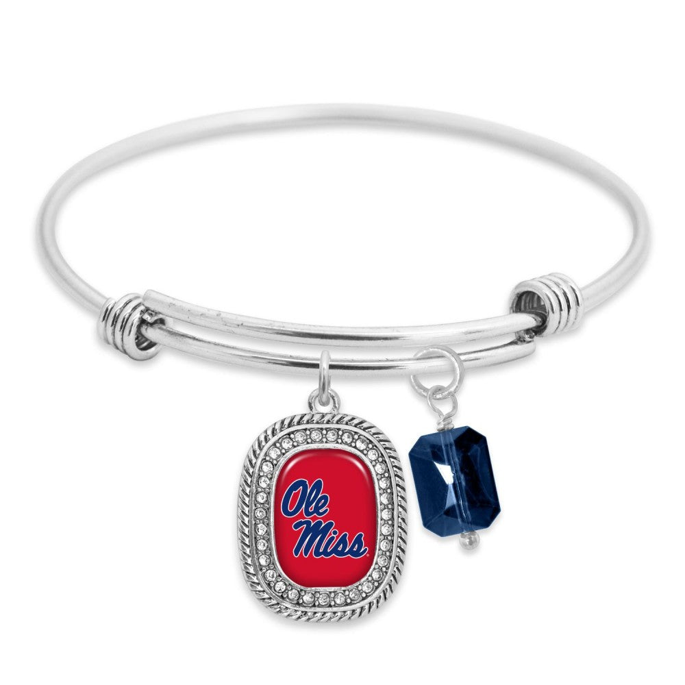 Ole Miss Rhinestone Charm & Crystal Bracelet - Fan Sparkle