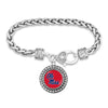 Ole Miss Silver Braided Rhinestone Logo Bracelet - Fan Sparkle