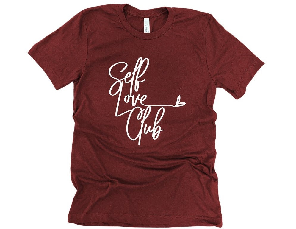 Self Love Club Graphic Tee - Crimson - Fan Sparkle