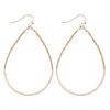 White Dainty Beaded Teardrop Earrings - Fan Sparkle